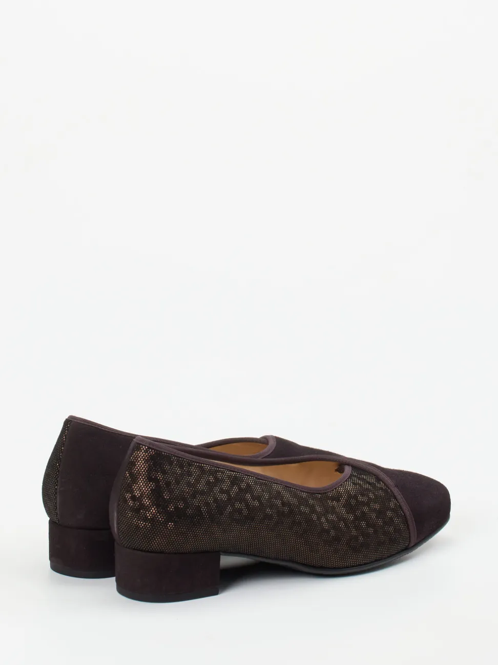 Hassia – Pumps aus Veloursleder mit Metallic-Mesh