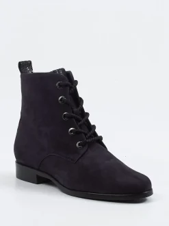 Hassia – Schnürboots aus Veloursleder Dunkelblau