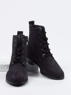 Hassia – Schnürboots aus Veloursleder Dunkelblau