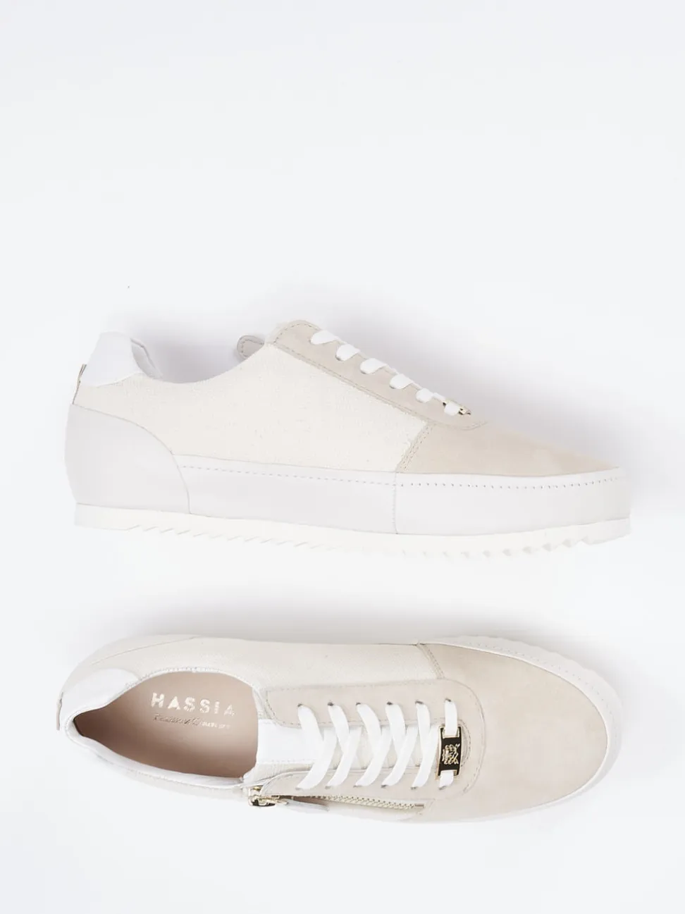 Hassia – Schnürschuh aus Veloursleder Beige