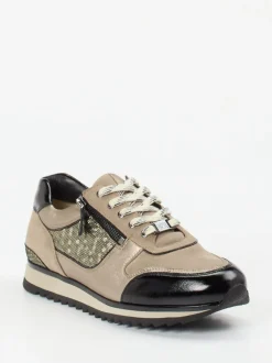Hassia – Sneaker aus Metallicleder und Velours beige