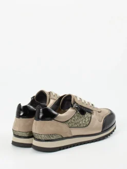 Hassia – Sneaker aus Metallicleder und Velours beige
