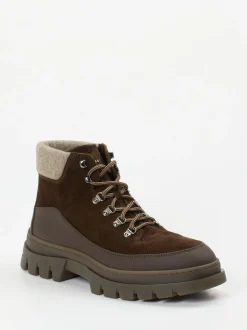 Henderson – Schnürboots aus Veloursleder schokobraun
