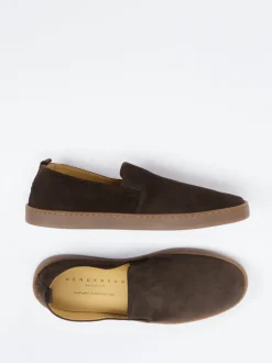 Henderson – Slipper aus Veloursleder Dunkelbraun