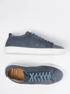 Henderson – Sneaker aus Veloursleder stahlblau