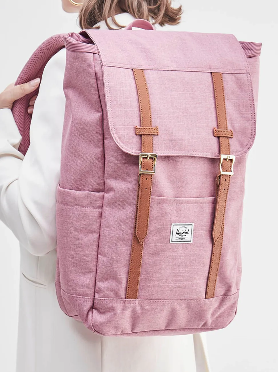 Herschel – Rolltop-Rucksack aus Textil in Altrosa