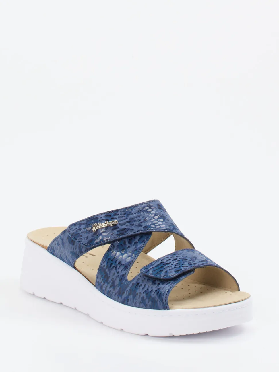 Hickersberger – Komfort-Pantolette aus geprägtem Leder blau