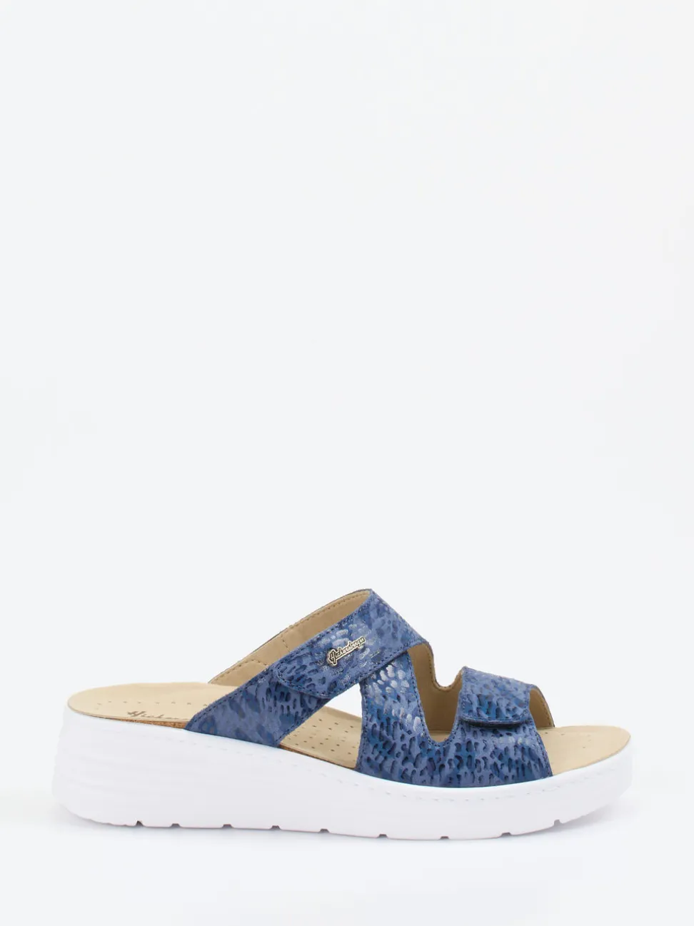 Hickersberger – Komfort-Pantolette aus geprägtem Leder blau