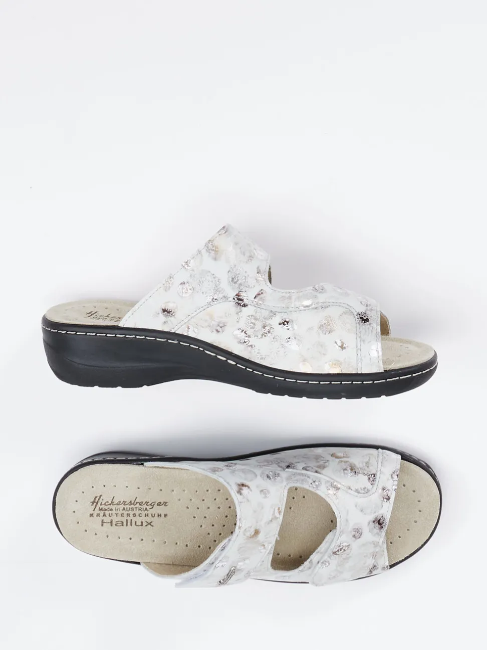 Hickersberger – Komfort-Pantolette aus geprägtem Leder beige