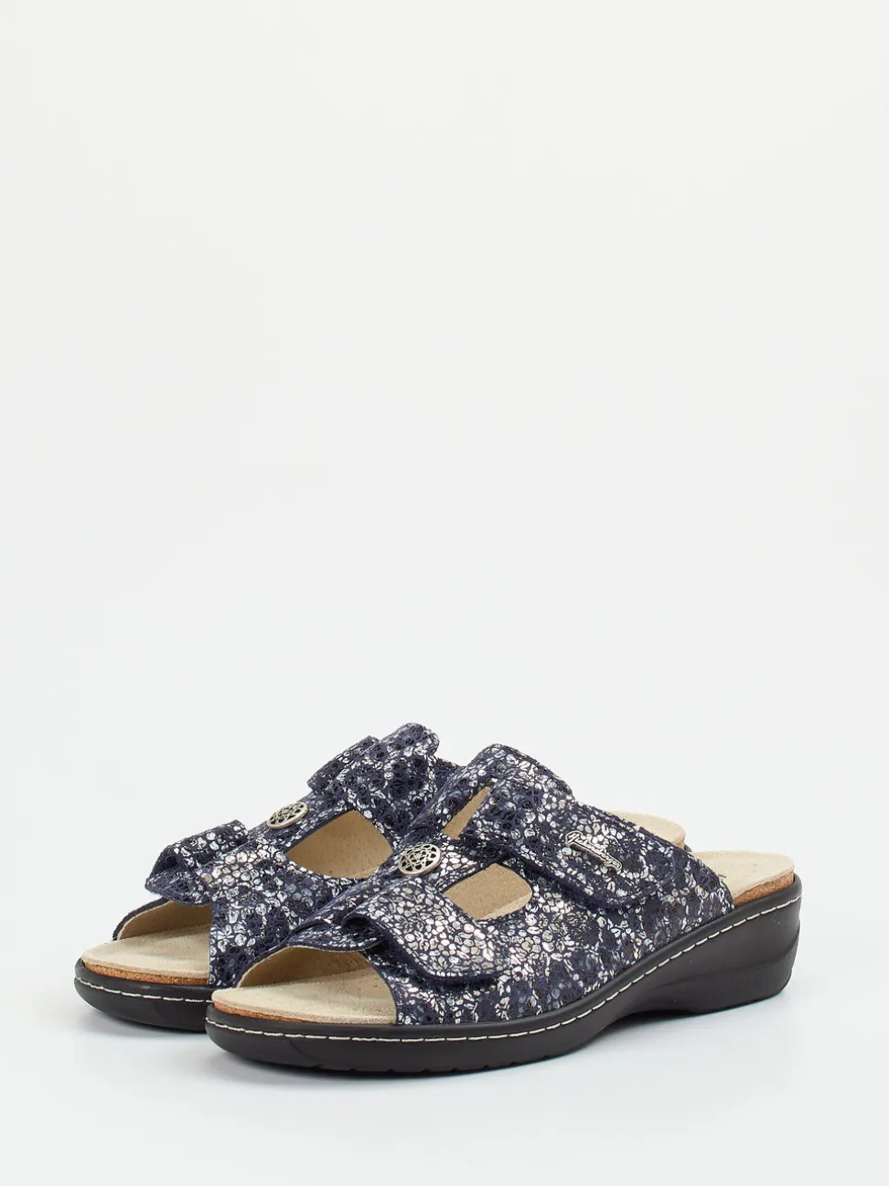 Hickersberger – Komfort-Pantolette aus geprägtem Leder blau