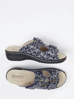 Hickersberger – Komfort-Pantolette aus geprägtem Leder blau