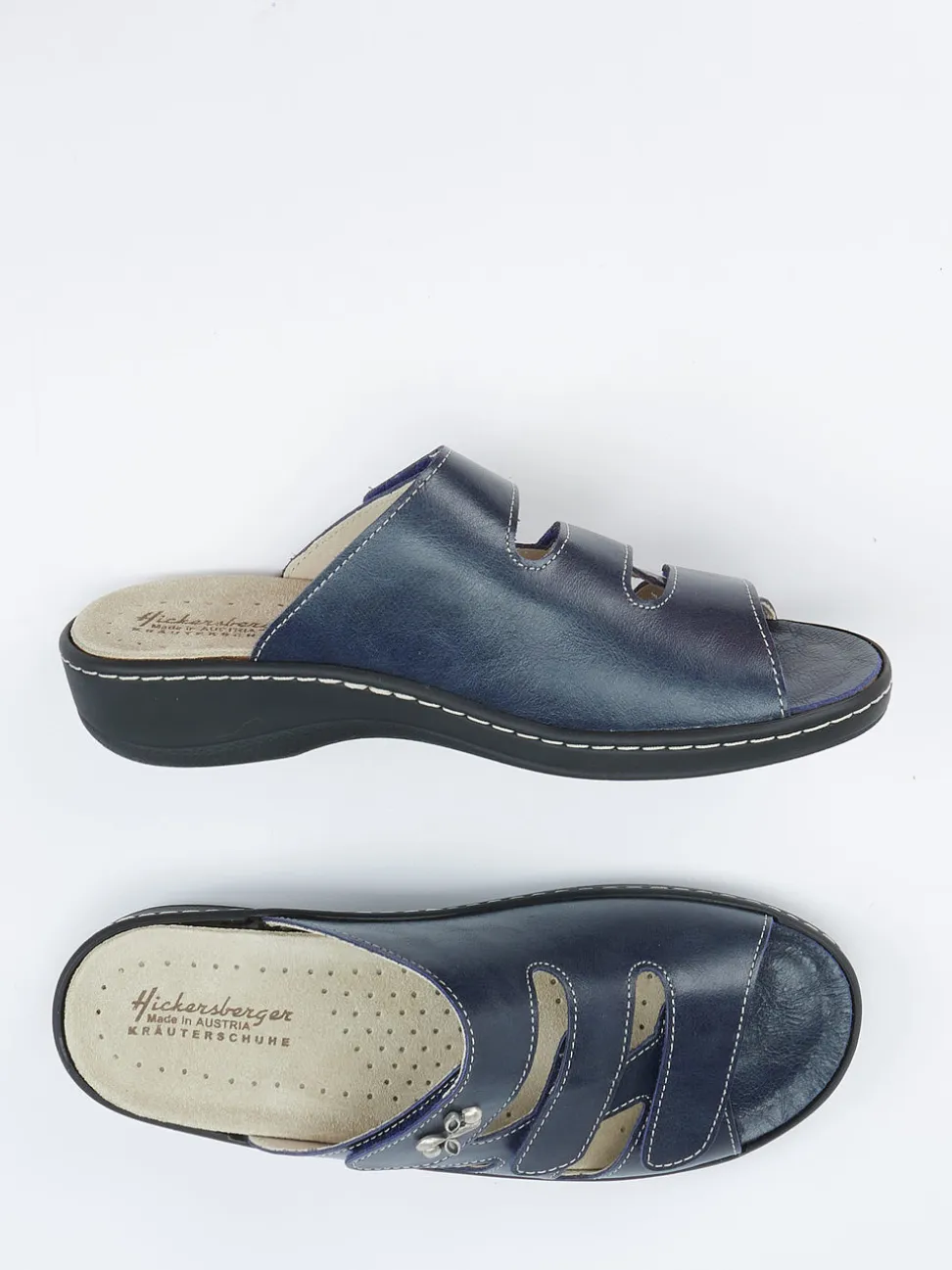 Hickersberger – Komfort-Pantoletten aus Kalbleder Blau