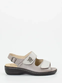 Hickersberger – Sandalen aus geprägtem Leder silbergrau