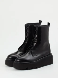 Homers – Plateau-Stiefelette aus Kalbleder schwarz