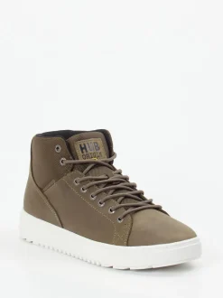 HUB – High-Top Sneaker aus Fettleder olivbraun