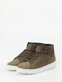 HUB – High-Top Sneaker aus Fettleder olivbraun