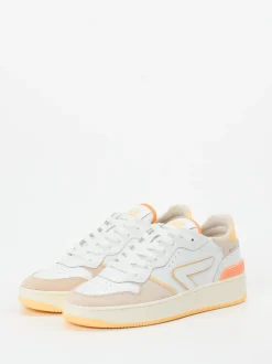 HUB – Low-Top Sneaker aus Kalbleder Weiß Pastell