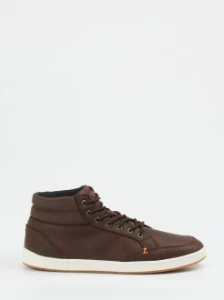 HUB – Mid-Top Sneaker aus Fettleder dunkelbraun