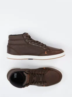 HUB – Mid-Top Sneaker aus Fettleder dunkelbraun