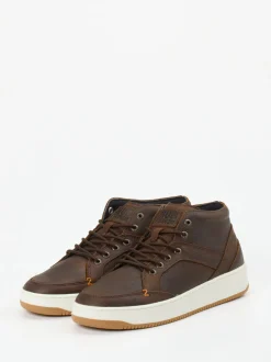 HUB – Mid-Top Sneaker aus Fettleder braun