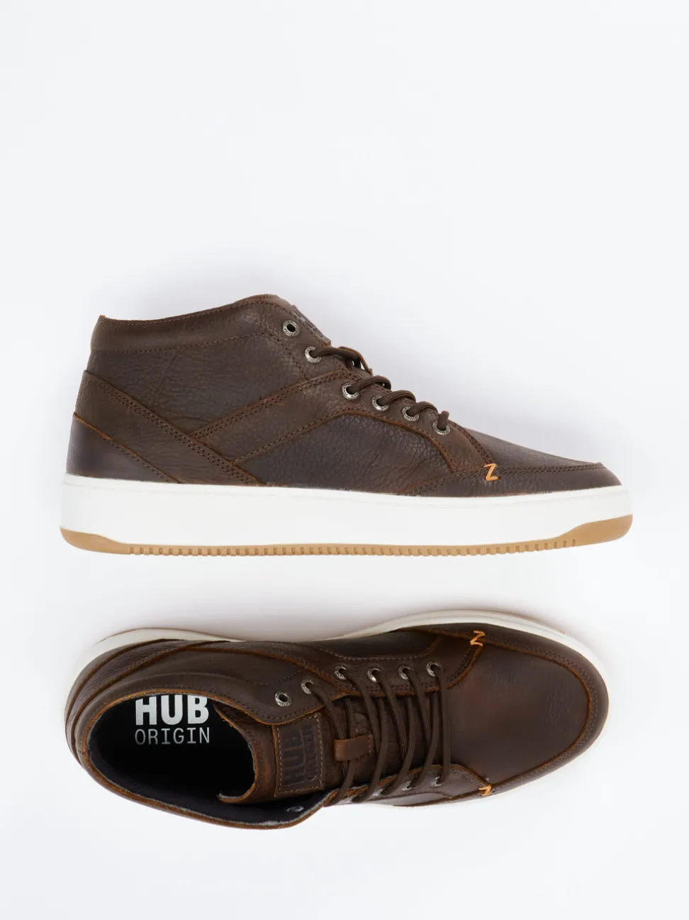 HUB – Mid-Top Sneaker aus Fettleder braun