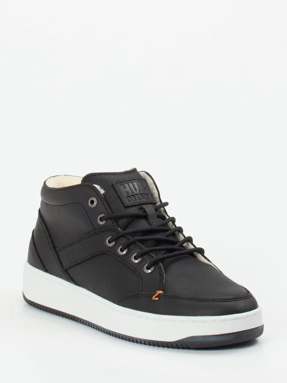 HUB – Mid-Top Sneaker aus Fettleder schwarz