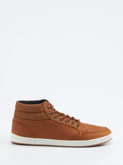 HUB – Mid-Top Sneaker aus Fettleder rostbraun