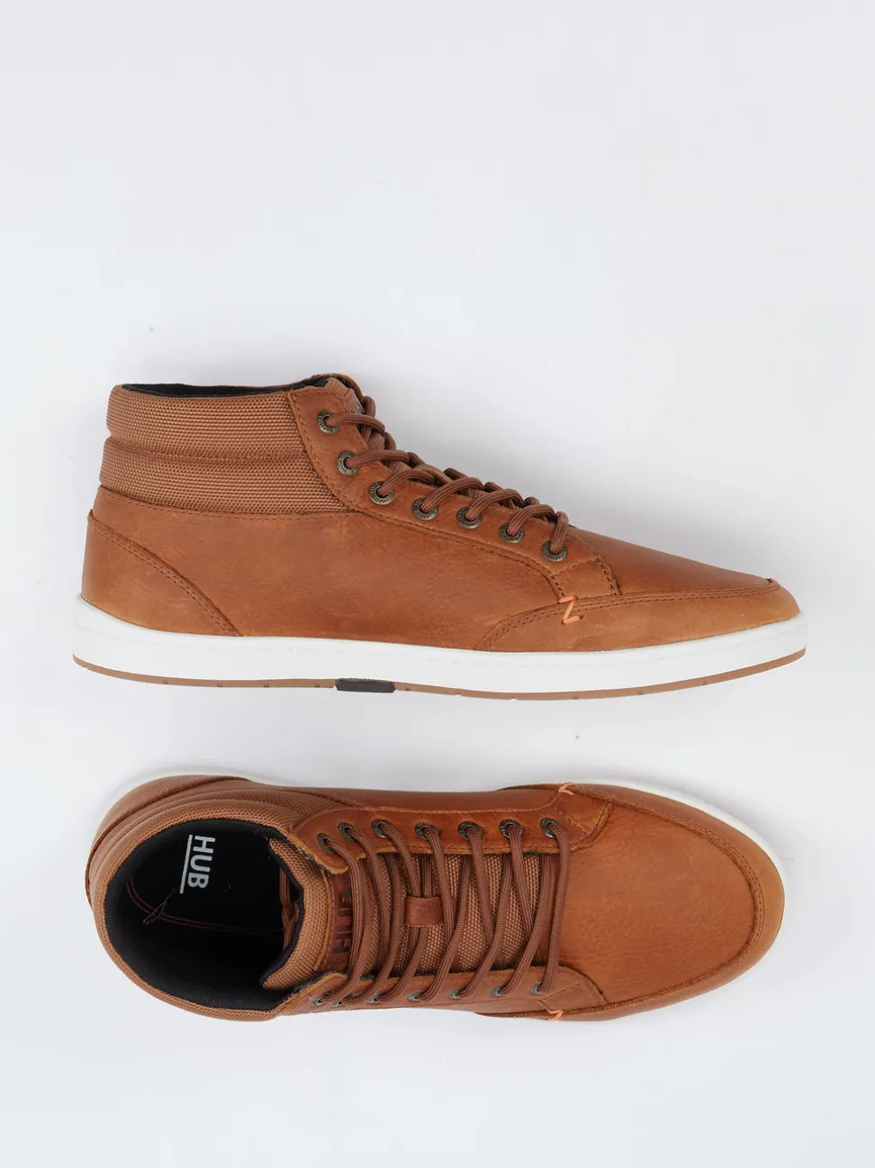 HUB – Mid-Top Sneaker aus Fettleder rostbraun