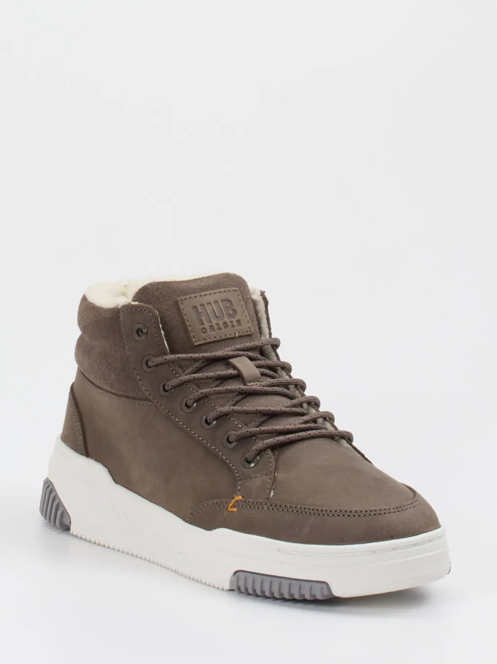 HUB – Mid-Top Sneaker aus Kalbleder mittelbraun