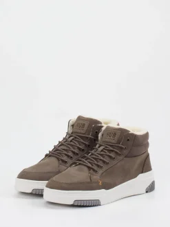 HUB – Mid-Top Sneaker aus Kalbleder mittelbraun