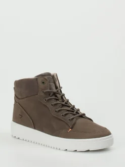 HUB – Mid-Top Sneaker aus Kalbleder schlammgrau
