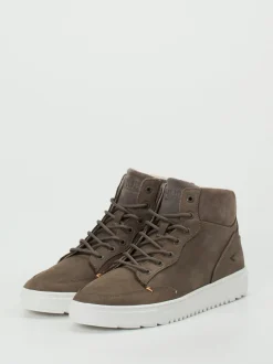 HUB – Mid-Top Sneaker aus Kalbleder schlammgrau