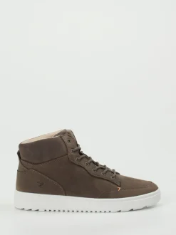 HUB – Mid-Top Sneaker aus Kalbleder schlammgrau