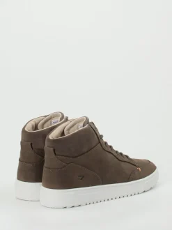 HUB – Mid-Top Sneaker aus Kalbleder schlammgrau