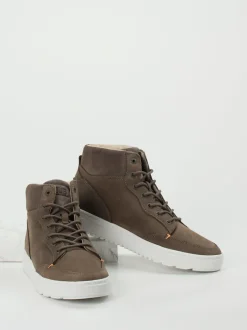HUB – Mid-Top Sneaker aus Kalbleder schlammgrau