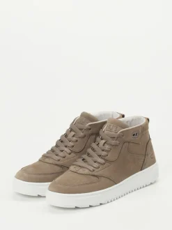 HUB – Mid-Top Sneaker aus Nubukleder taupe