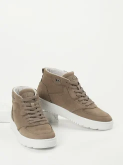 HUB – Mid-Top Sneaker aus Nubukleder taupe