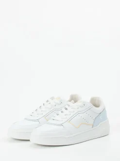 HUB – Sneaker aus Kalbleder in Weiß mit Pastell
