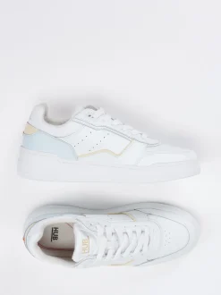 HUB – Sneaker aus Kalbleder in Weiß mit Pastell