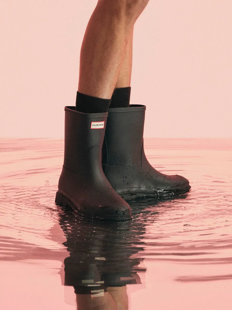 Hunter – Gummistiefel aus Synthetik in Schwarz
