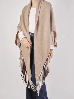 HURRAY – Poncho aus Kaschmir in Beigebraun