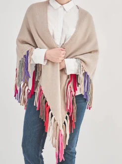 HURRAY – Poncho aus Strick mit Multicolor-Fransen