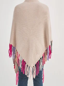 HURRAY – Poncho aus Strick mit Multicolor-Fransen