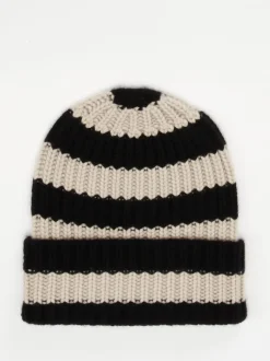 HURRAY – Strickmütze aus Kaschmir in Schwarz-Beige