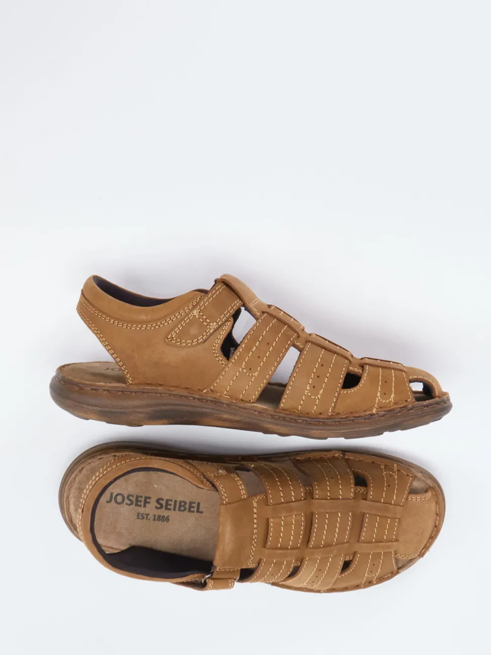 Josef Seibel – Fischersandalen aus Fettleder cognac