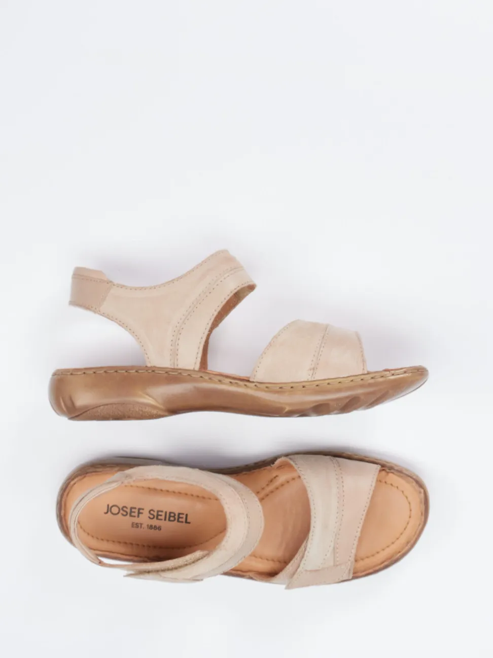 Josef Seibel – Komfortsandalen aus Velour- und Glattleder Beige
