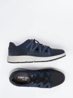 Josef Seibel – Komfort-Sneaker aus Mesh und Nubukleder blau