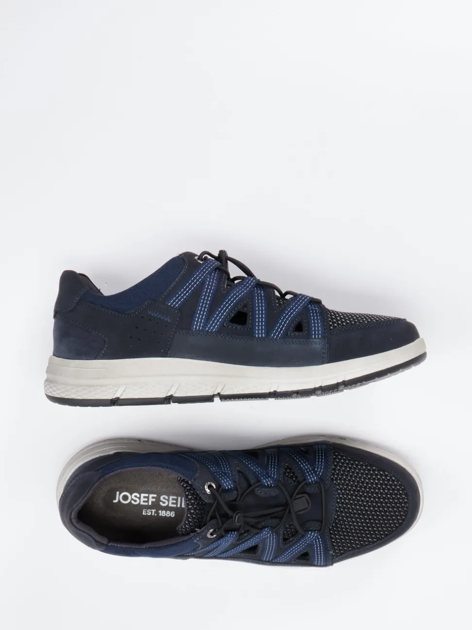 Josef Seibel – Komfort-Sneaker aus Mesh und Nubukleder blau