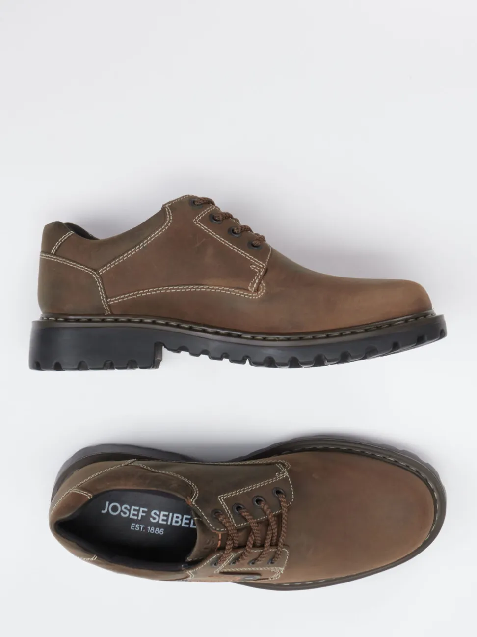 Josef Seibel – Outdoor-Schnürschuh aus Nubuk-Kalbleder braun