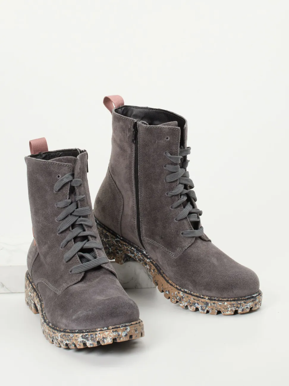 Josef Seibel – Schnürboots aus Veloursleder grau